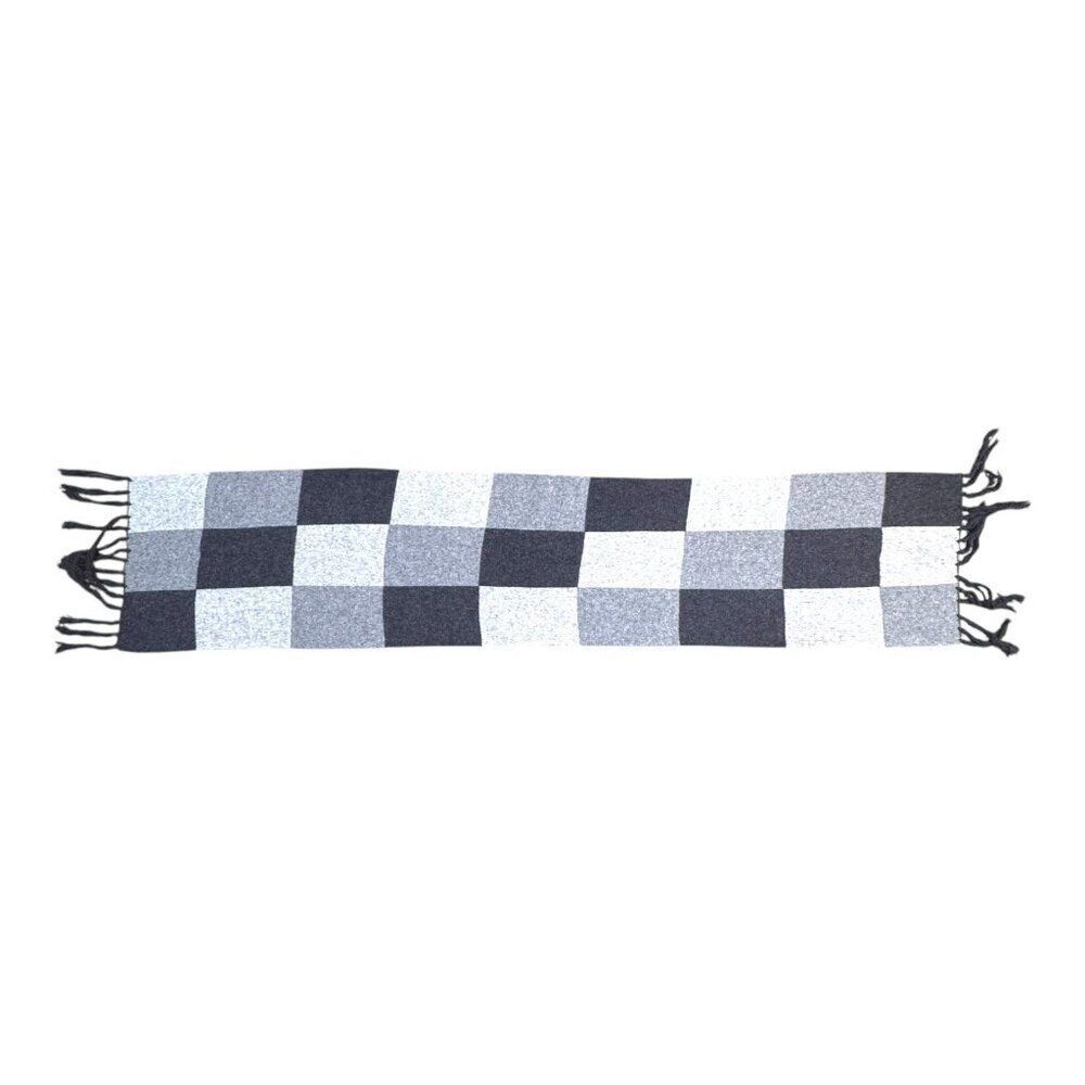 The Scarf Group Lambswool Angora Checkered Scarf Gray Black 75% Wool Vintage